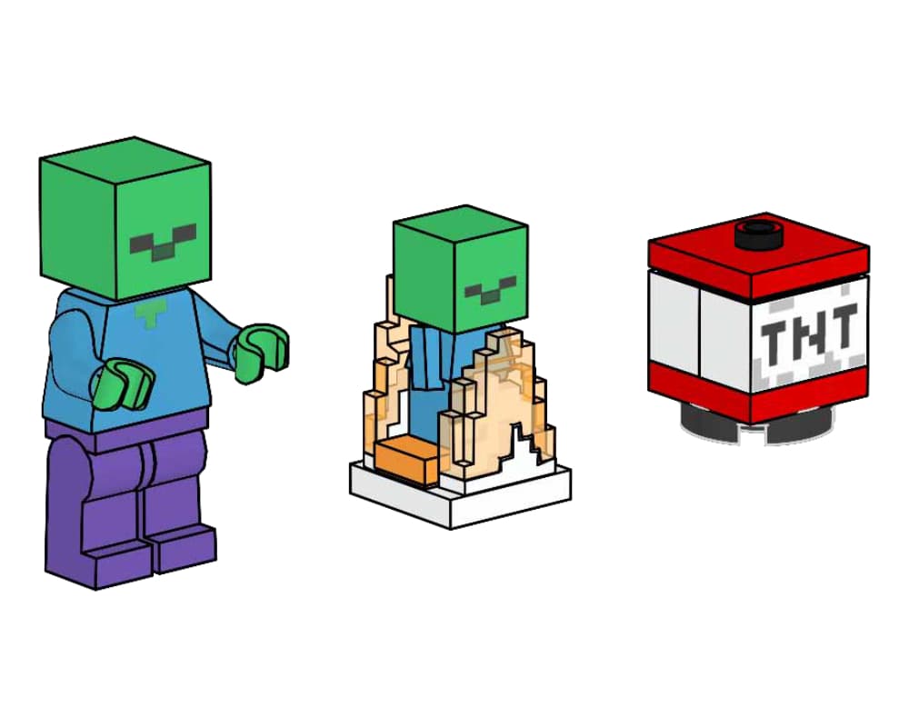 Zombie with Burning Baby Zombie and TNT