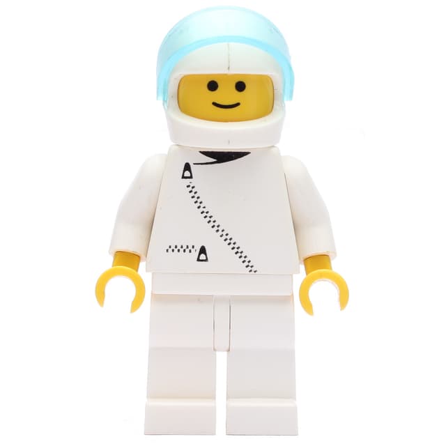 Racer, White Jacket with Zipper, White Helmet with Visor (3626b Head)