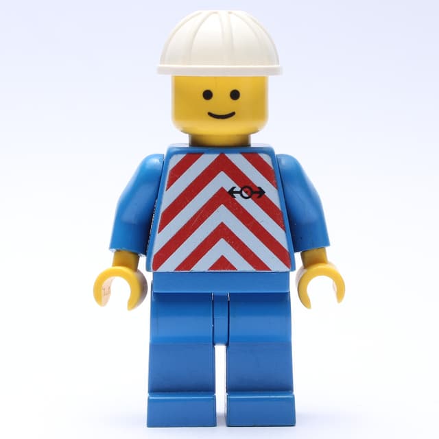 Train Worker - Red Vest, Blue Legs, White Helmet, Plain Face