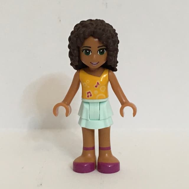 Andrea - Bright Light Orange Top, Light Aqua Skirt