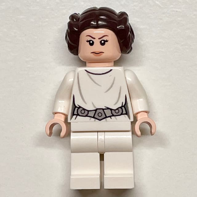 Princess Leia, White Robe, Dark Brown Hair, Decorative Belt, Dual Sided Head Closed Mouth / Smile