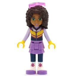 Andrea - Bright Light Orange Ski Vest, Medium Lavender Skirt, Glasses