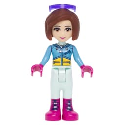 Amy - Medium Azure Ski Vest, Light Aqua Trousers, Glasses