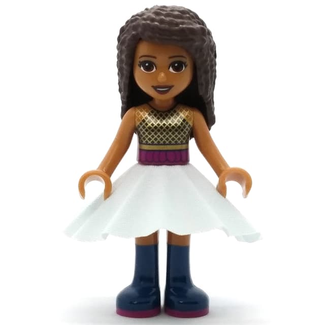 Andrea - Black Top, Magenta/Light Aqua Skirt