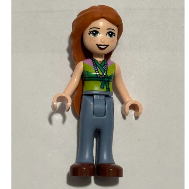 Ann - Green/Lime Vest, Sand Blue Trousers