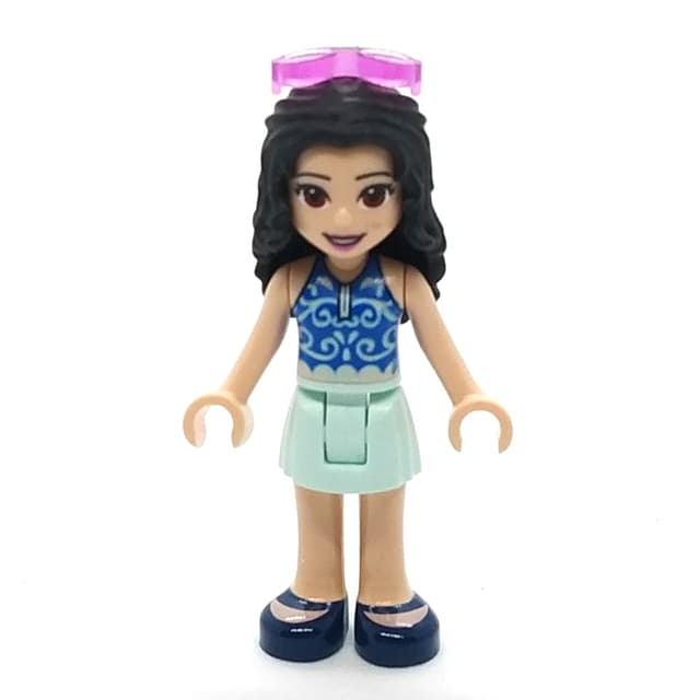 Emma - Dark Blue Top, Light Aqua Skirt, Glasses