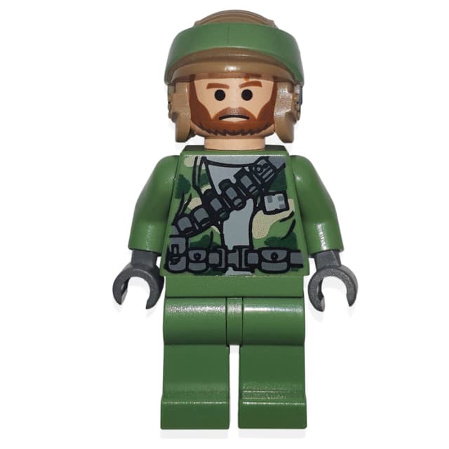 Rebel Trooper in Endor Uniform, Sand Green Legs, Brown Beard, Neck Bracket