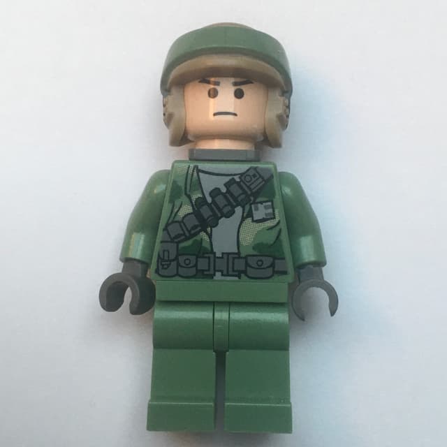 Rebel Trooper in Endor Uniform, Sand Green Legs, Black Eyes, Neck Bracket