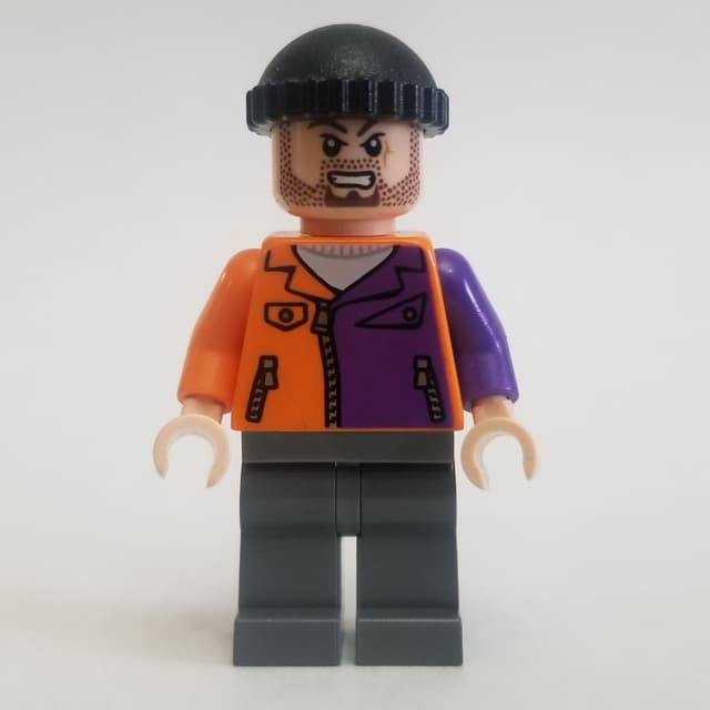 Two-Face's Henchman in Orange and Purple Outfit with Beard