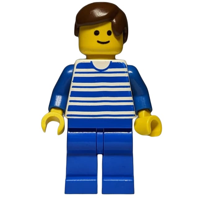 Man - Blue/White Striped Torso, Blue Legs, Brown Hair