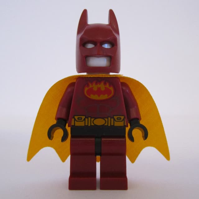 Batman, Dark Red Suit, Bright Light Orange Cape, Dark Red Cowl (Firestarter Outfit)