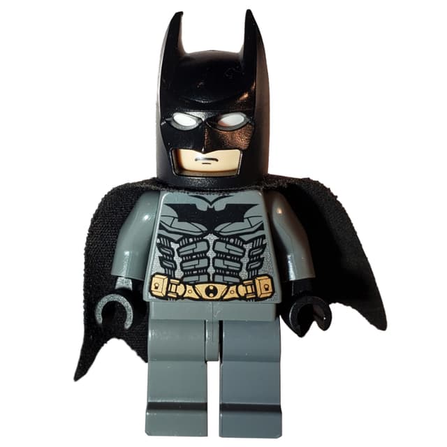 Batman, Dark Bluish Gray Suit, Black Cape and Cowl, Light Nougat Head, Dark Bluish Gray Hips