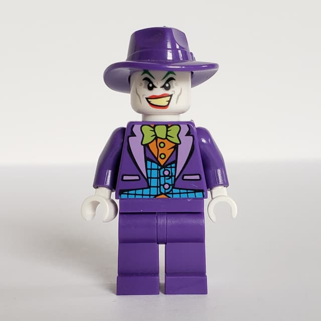 The Joker with Lime Bow Tie and Wide Brim Dark Purple Hat