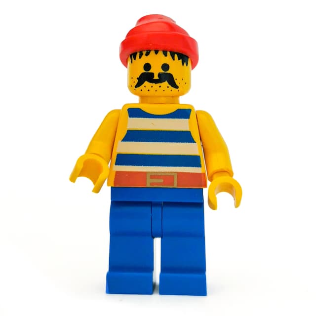 Pirate - Blue Stripes, Blue Legs, Red Bandana, Gold Belt Buckle, 3626b