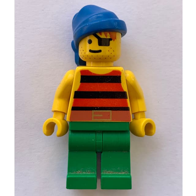 Pirate - Red/Black Stripes, Green Legs, Blue Bandana