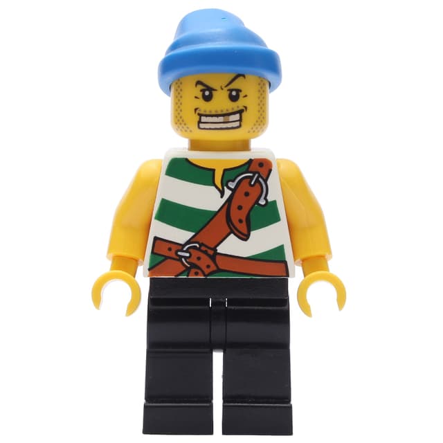 Pirate - Green Stripes, Black Legs, Blue Bandana