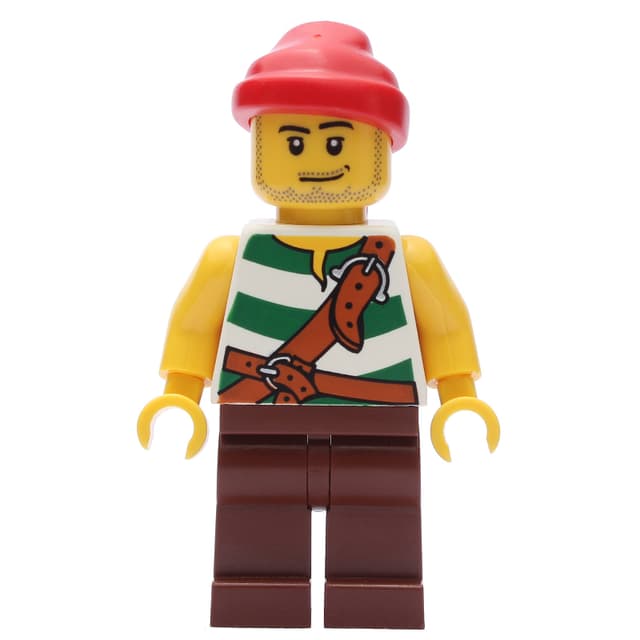 Pirate - Green Stripes, Reddish Brown Legs, Red Bandana