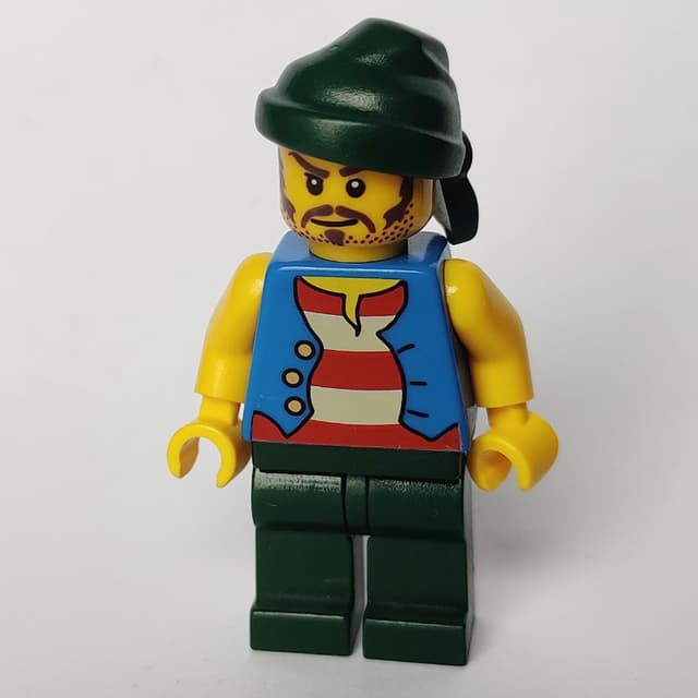 Pirate - Blue Vest, Dark Green Legs, Dark Green Bandana, Long Moustache