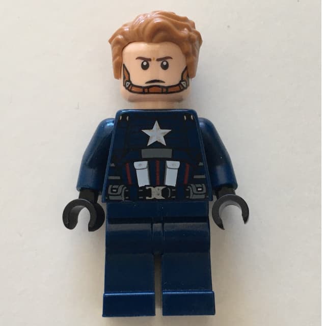 Captain America in Dark Blue Outfit with Black Hands and Hair