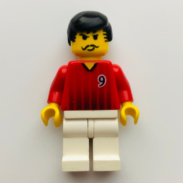 Soccer Player Red Torso, White Legs, #9