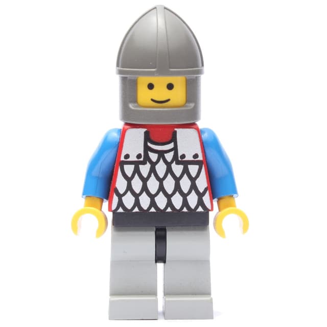 Knight (Scale Mail on Red) - Blue Arms, Light Gray Legs, Dark Gray Chin-Guard