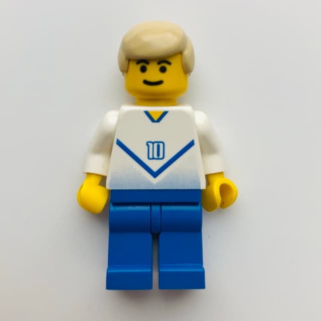 Soccer Player White Torso, Blue Legs #10