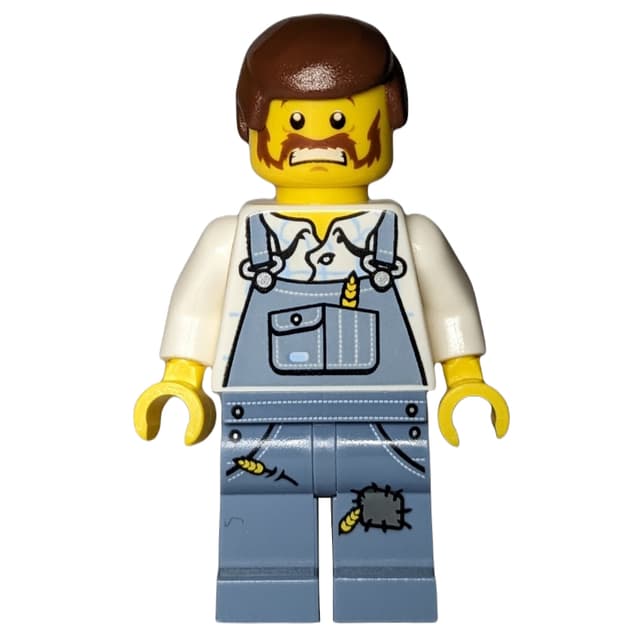 Man, Sand Blue Overalls, Reddish Brown Hair, Beard (Farmer)