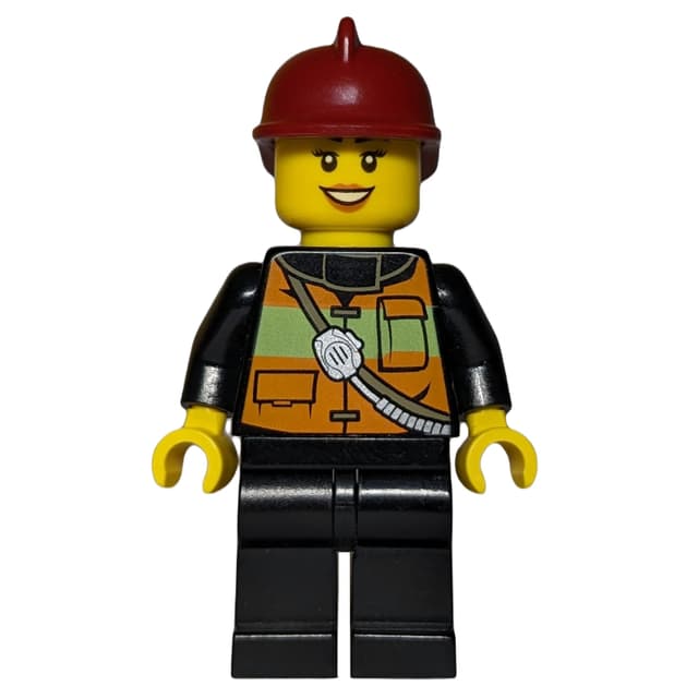 Firewoman, Safety Vest with Shoulder Straps, Red Helmet