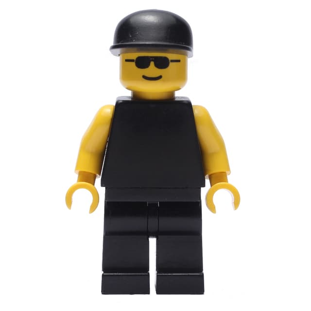 Black Torso, Yellow Arms, Black Legs, Black Cap