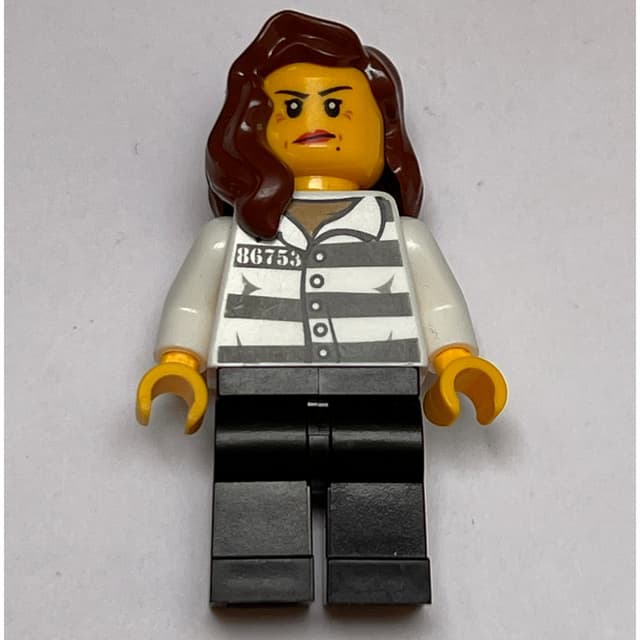 Criminal, Woman, Prison Shirt with #86753, Reddish Brown Hair