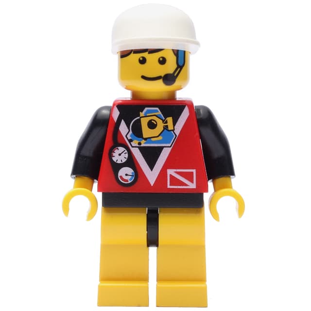 Marine Explorer, Red Shirt with Divers Logo, White Cap, Headset