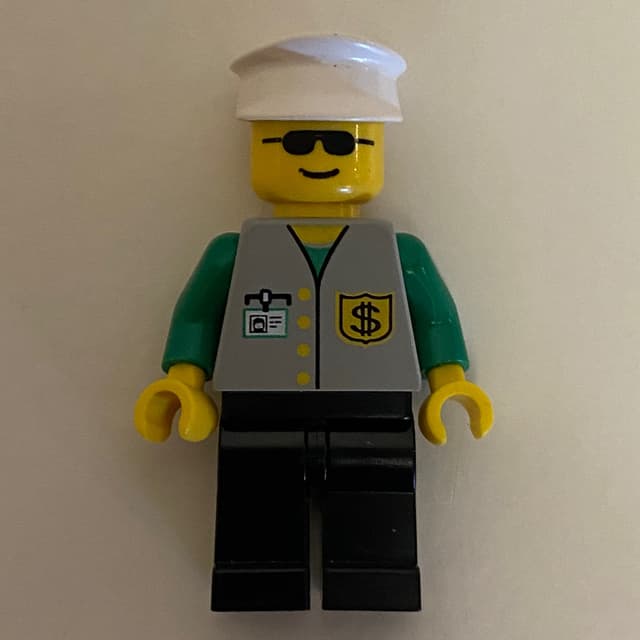 Banker, Light Gray Vest with Badge and ID Badge, Black Legs, White Hat, Sunglasses