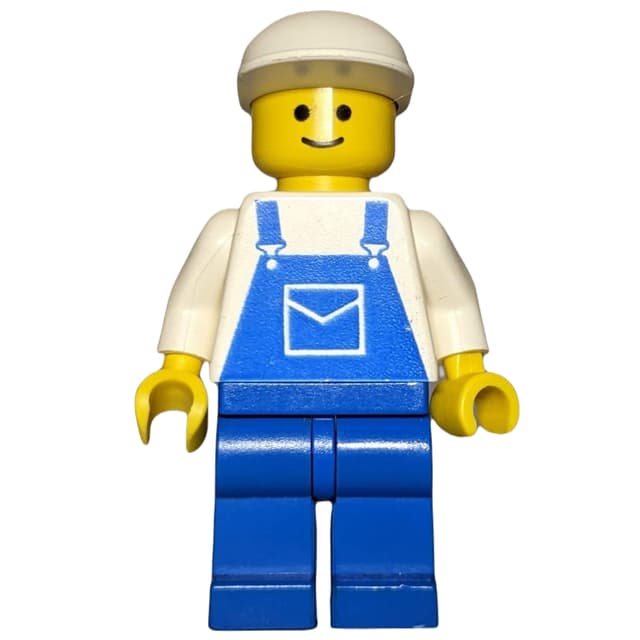 Man, Blue Overalls, White Cap