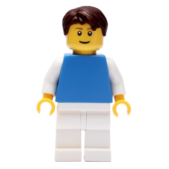 Man, Blue Torso, White Legs, Dark Brown Hair