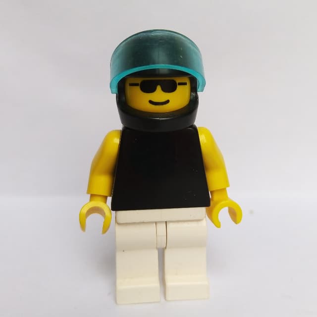 Man, Black Torso, White Legs, Black Helmet with Visor, Sunglasses