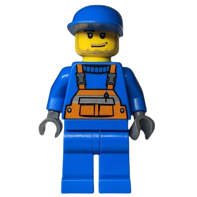 Worker - Blue Torso, Orange Overall, Blue Cap