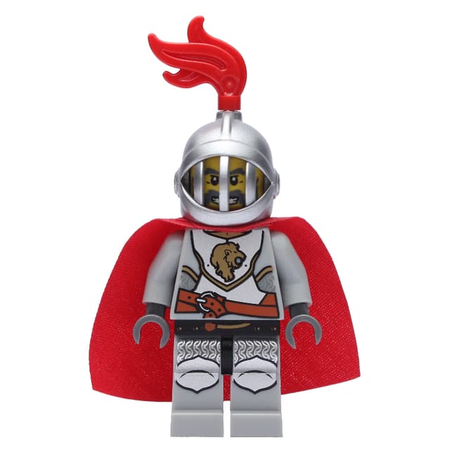 Lion Knight, Helmet with Grille and Red Plume, Cape