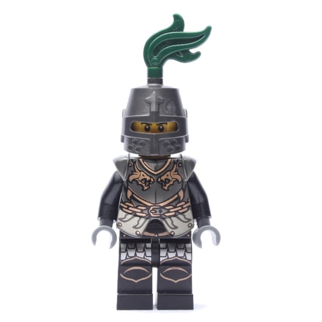 Dragon Knight, Black, Armor, Helmet with Dark Green Plume (Pearl Dark Gray)