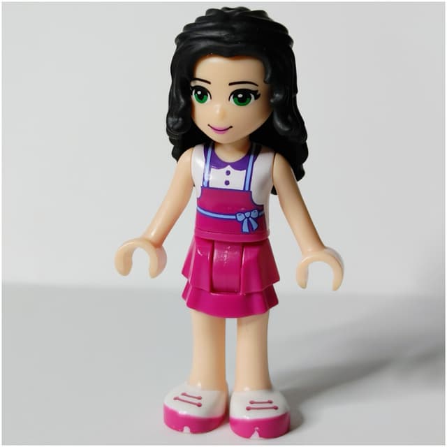 Emma - White Top, Magenta Apron, Flower