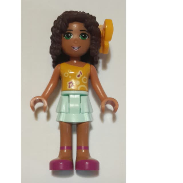 Andrea - Bright Light Orange Top, Light Aqua Skirt, Bow