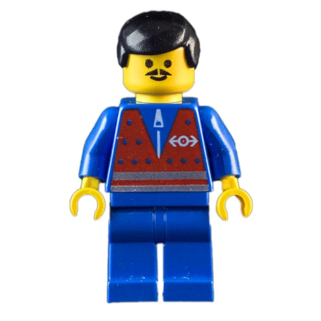 Blue Torso, Blue Legs, Black Hair, Mustache