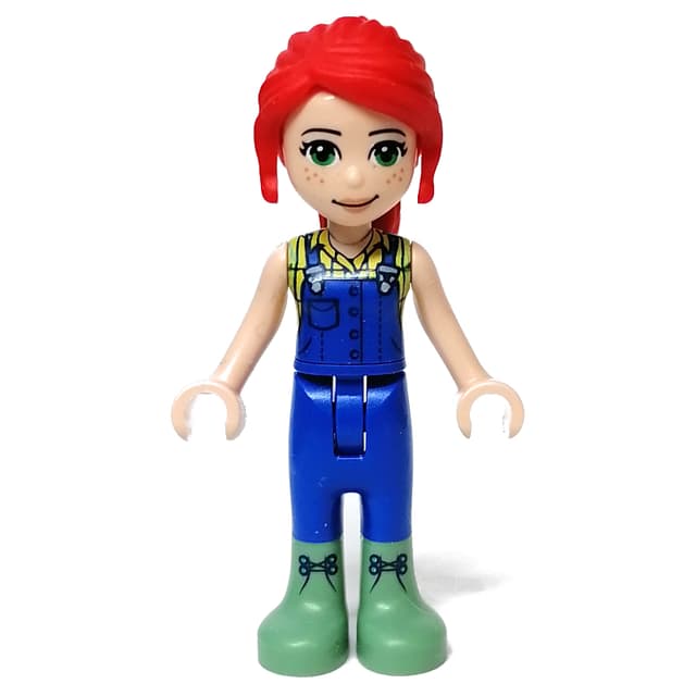 Mia - Bright Light Yellow Shirt, Blue Overalls, Sand Green Boots