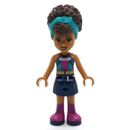 Andrea - Dark Turquoise Top, Dark Blue Skirt, Dark Turquoise Ribbon