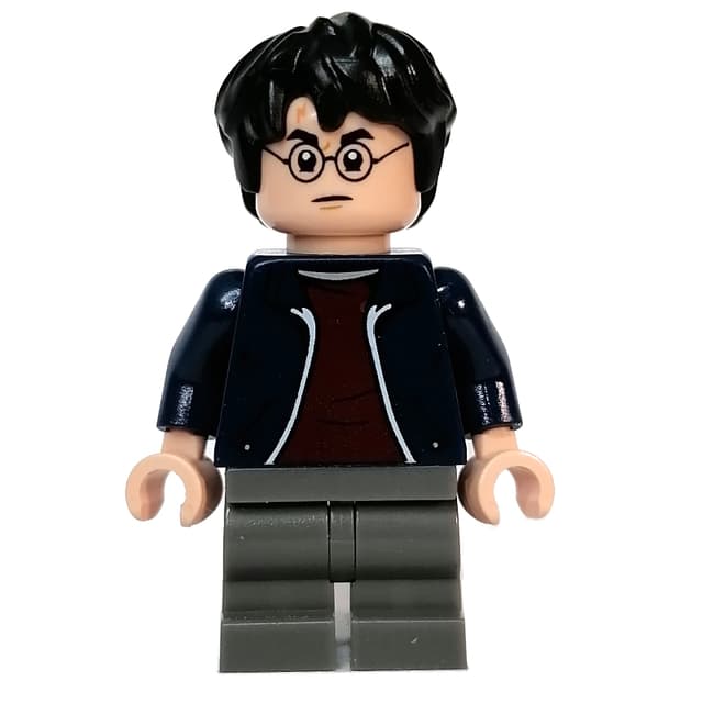 Harry Potter, Dark Blue Jacket with Zipper, Medium Dark Bluish Gray Legs