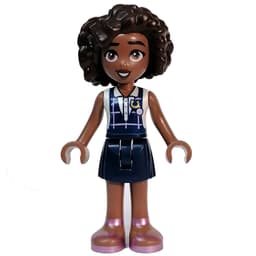 Aliya - White Top, Dark Blue Skirt