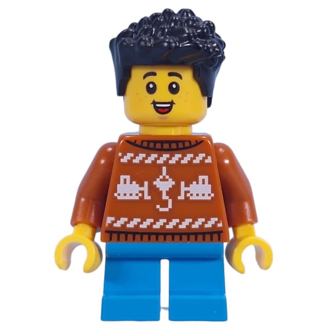 Kid, Dark Orange Sweater, Dark Azure Legs, Black Hair