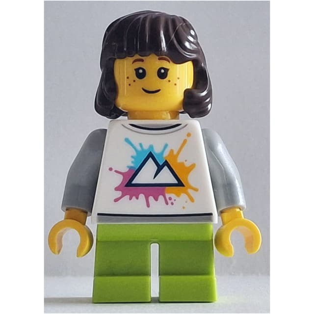 Girl, White Torso, Short Lime Legs, Dark Brown Hair