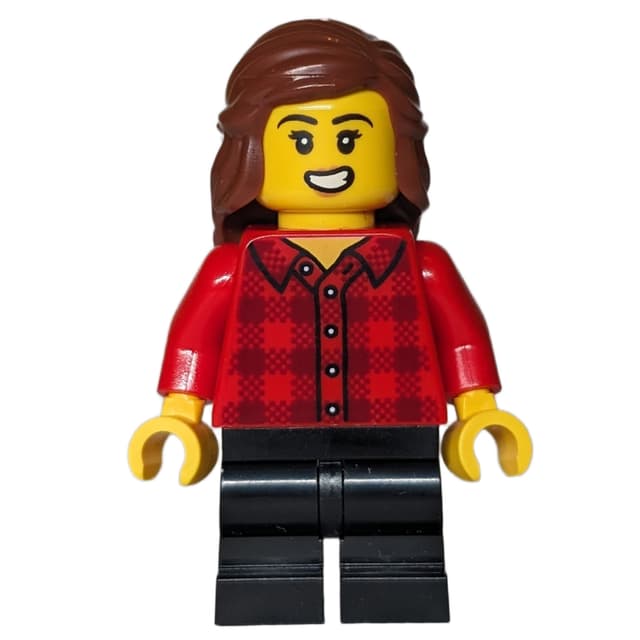 Girl, Red Torso, Black Medium Legs, Reddish Brown Hair