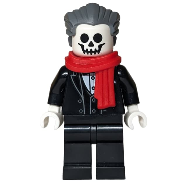 Skeleton, Black Suit, Red Scarf
