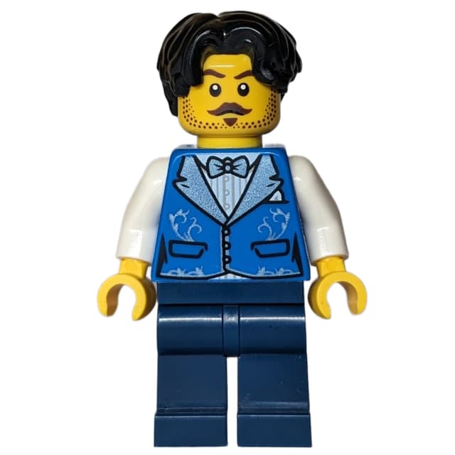 Man, Blue Torso, Dark Blue Legs, Black Hair